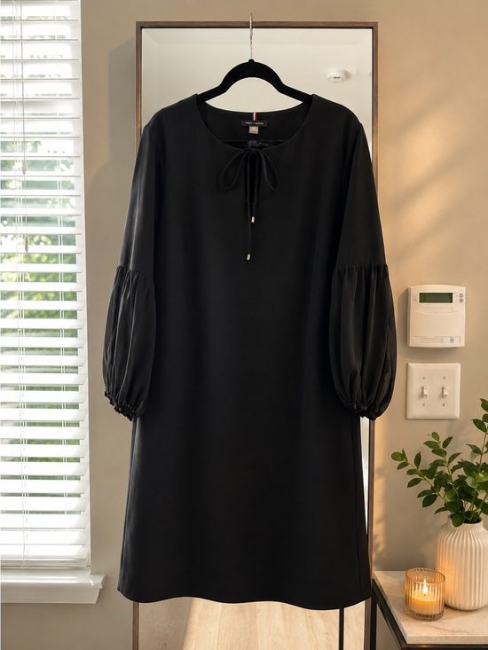 Tommy Hilfiger Dresses & Skirts - Tommy Hilfiger Black knee length A-line long Sleeve Dress